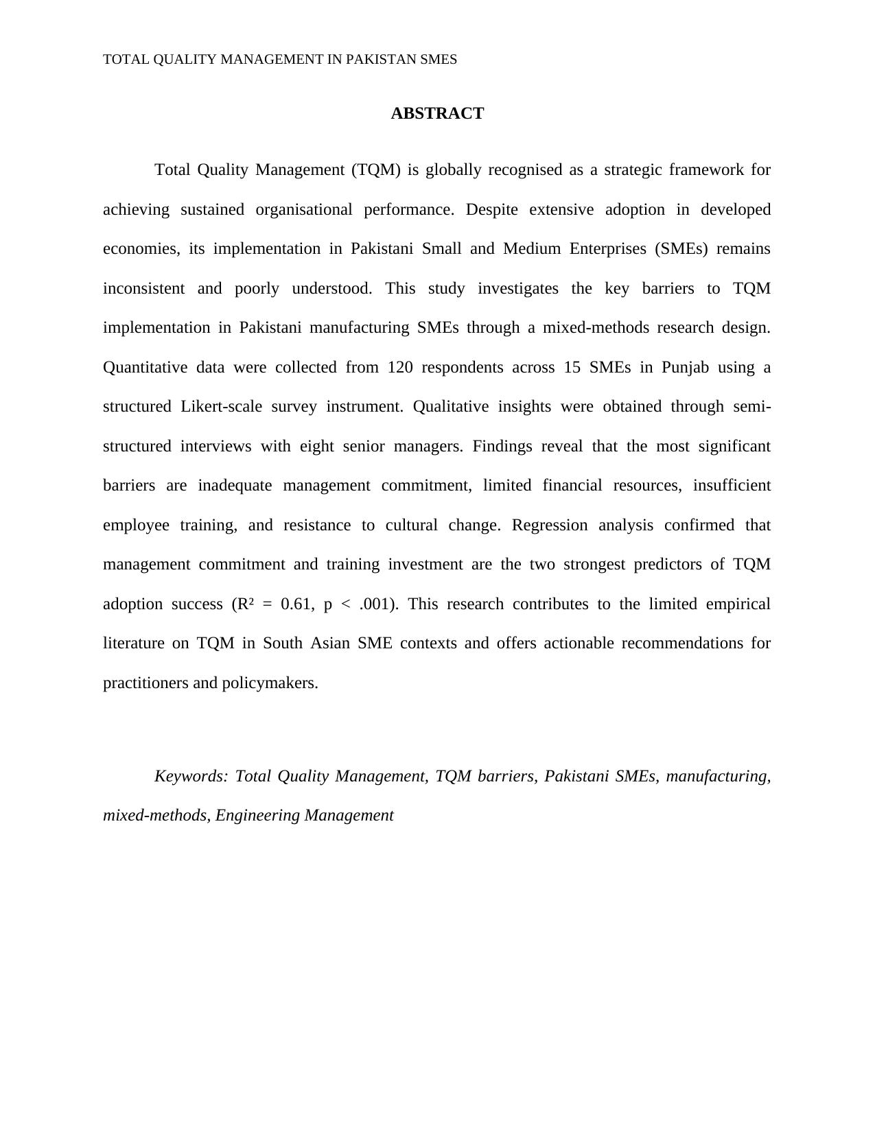 Engineering Management Thesis Preview — COMSATS